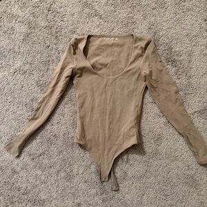 Abercrombie & Fitch Tan Long Sleeve Bodysuit